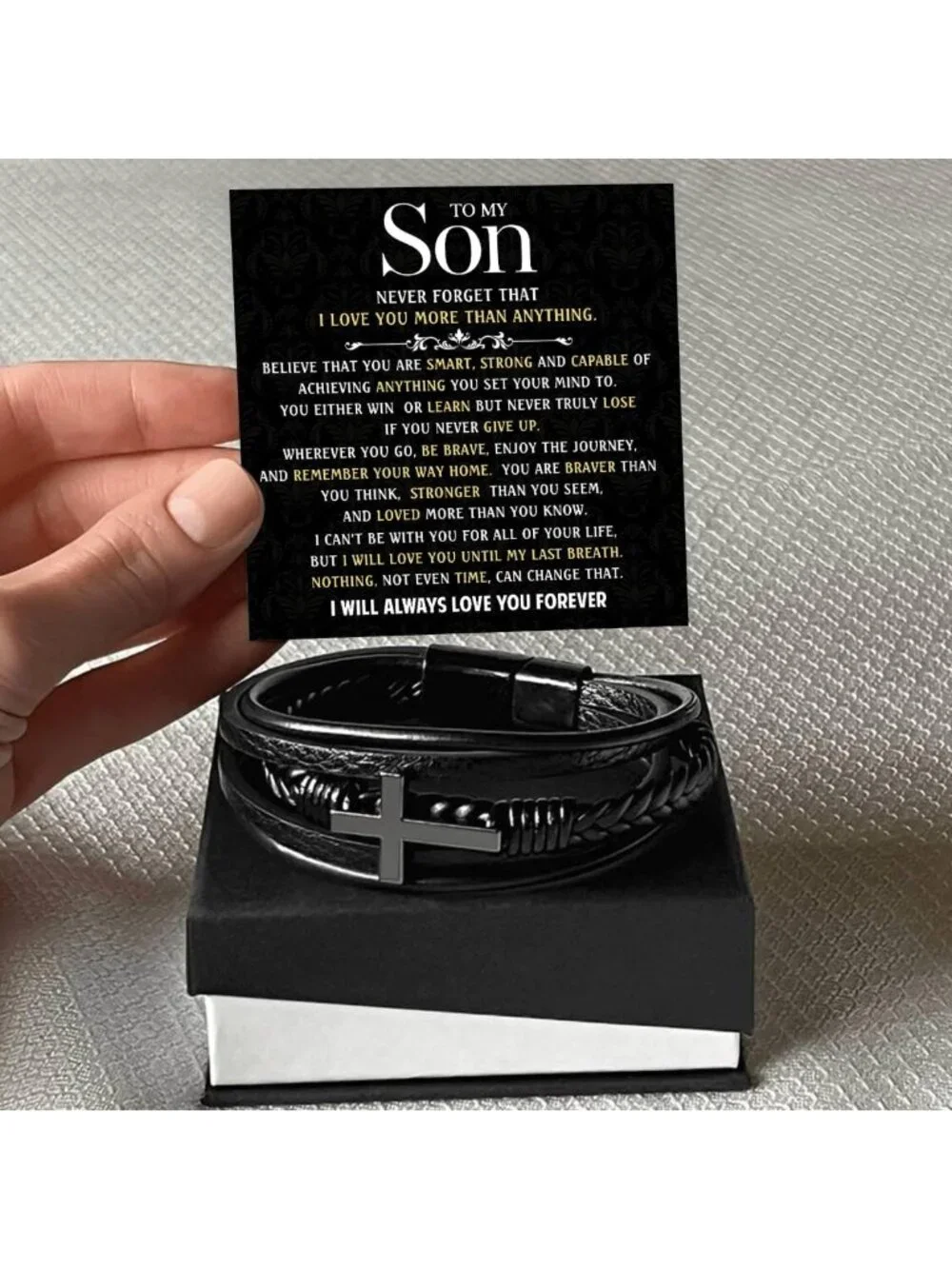 Heartfelt Cross Bracelet for Son - Elegant Gift from Parents for Graduation
